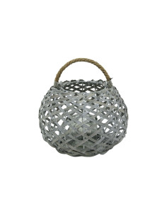 ROUND GRAY SINGLE LANTERN WITH ROPE