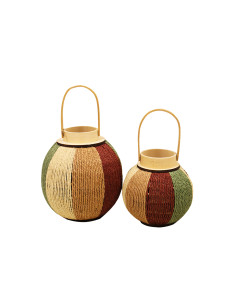LANTERNE RONDE MULTICOLORE S/2
